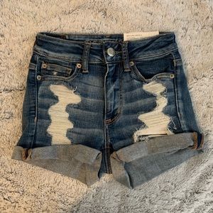American Eagle high waisted ripped denim shorts